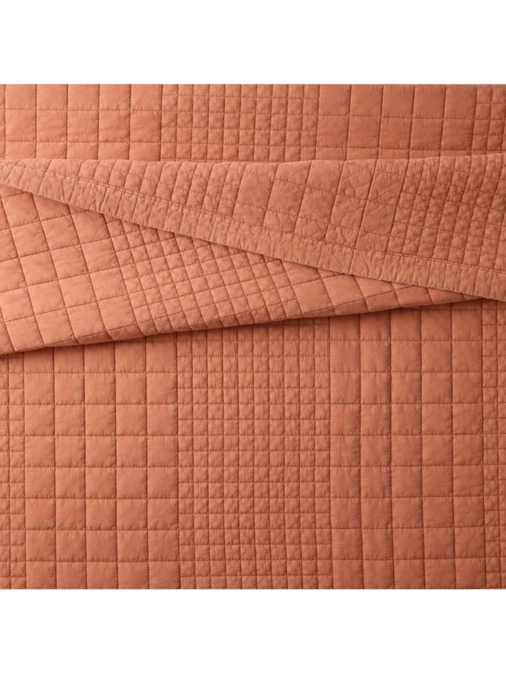 Full/Queen Grid Stitch Quilt Orange Rust - Hearth & Hand w/ Magnolia NEW